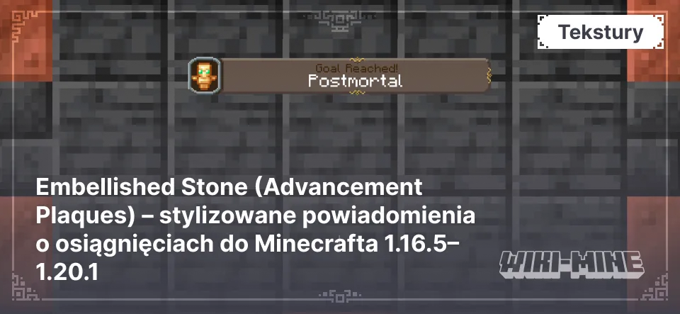 Embellished Stone (Advancement Plaques) – stylizowane powiadomienia o osiągnięciach do Minecrafta 1.16.5–1.20.1