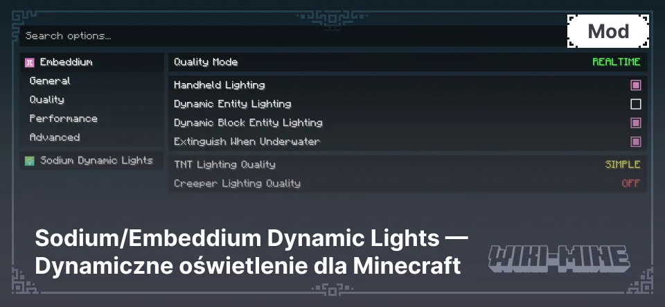 Sodium/Embeddium Dynamic Lights — Dynamiczne oświetlenie dla Minecraft